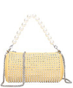 Bling bag with exchangeable pearl handle ZS9037 YELLOW